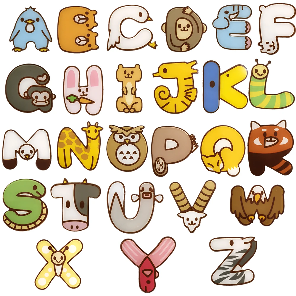 

A-Z Letter Shirt Brooch For Women Men Cartoon Acrylic Animal Pins Cute Badges Jewelry Accessories Christmas Gift Scarf Buckle