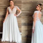 Размера плюс свадебное платье 2020 одежда с длинным рукавом шифон аппликации на пляже; Обувь под свадебное платье для невесты Одежда с длинным рукавом Низкая цена, высокое качество свадебное платье