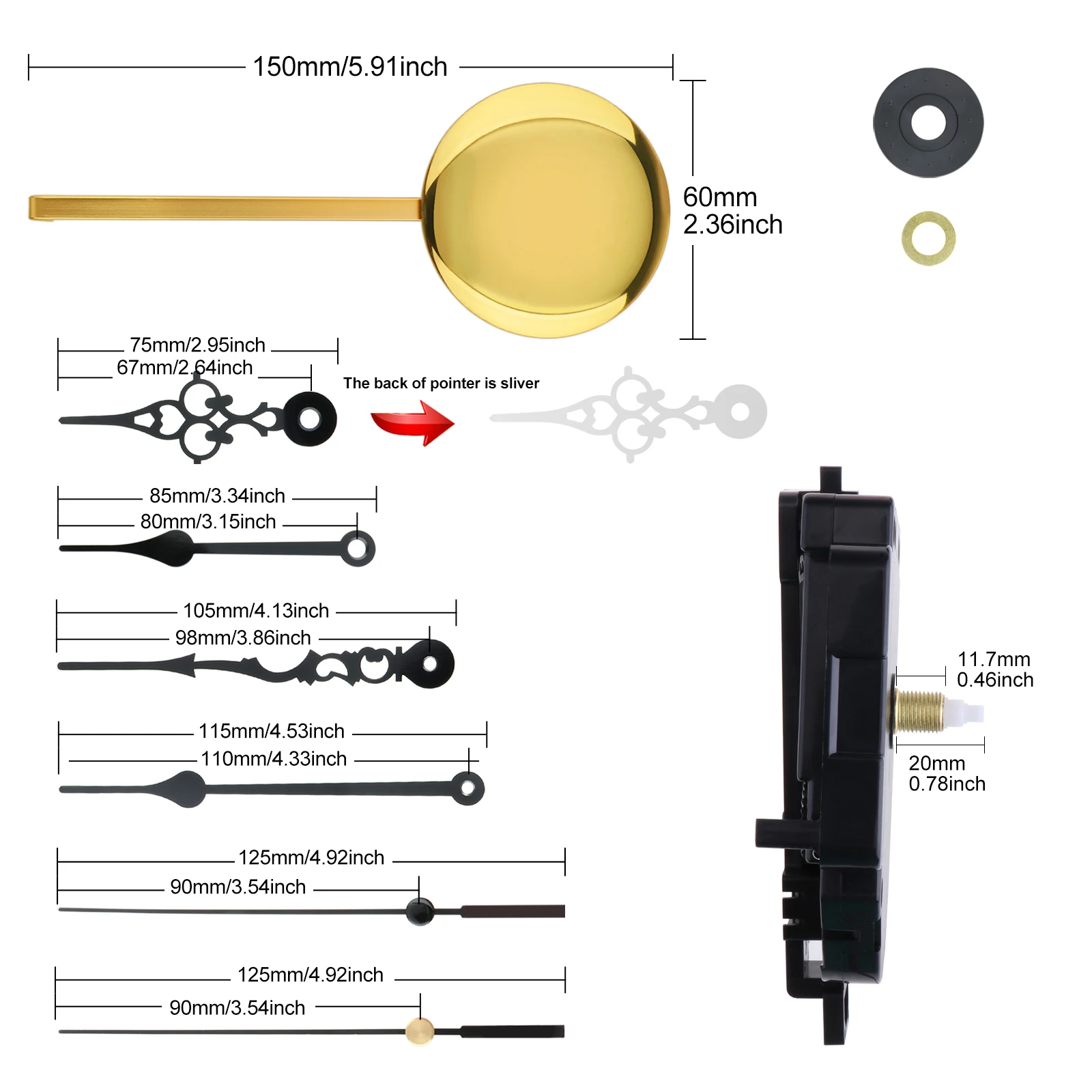 

Pendulum Clock Chime Westminster Melody Movement DIY Kit with 2 Pairs