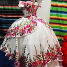 Bealegantom Паффи Вышивка Пышное Платье с открытыми плечами сладкий 15 Quinceanera платье длинные Мексиканская платье для выпускного вечера вечерние платья Vestidos De 15 Anos