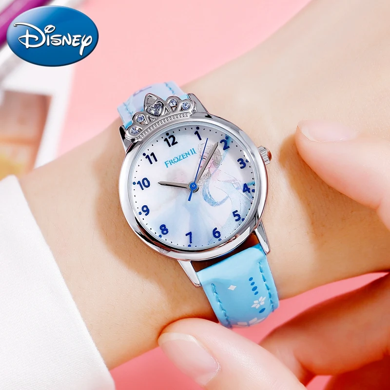 

Frozen â…¡ Girl Gift Beautiful Kids Clock Brave Elsa Disney Princess Luxury Jewelry Crown Waterproof Student Watches Kol Saati New