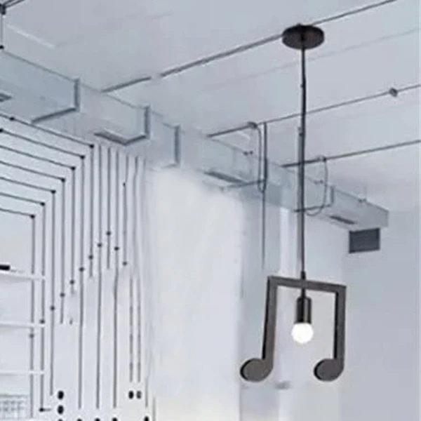 

Retail Pendant Light,Iron Ceiling Light Music Note Hanging Light Shade Chandelier for Loft Bar Studio Store Room Dining Hall(B)