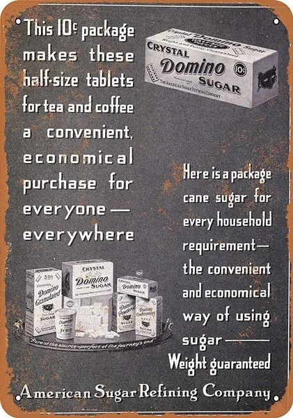 

Crystal Domino Sugar Retro tin sign nostalgic ornament metal poster garage art deco bar cafe shop