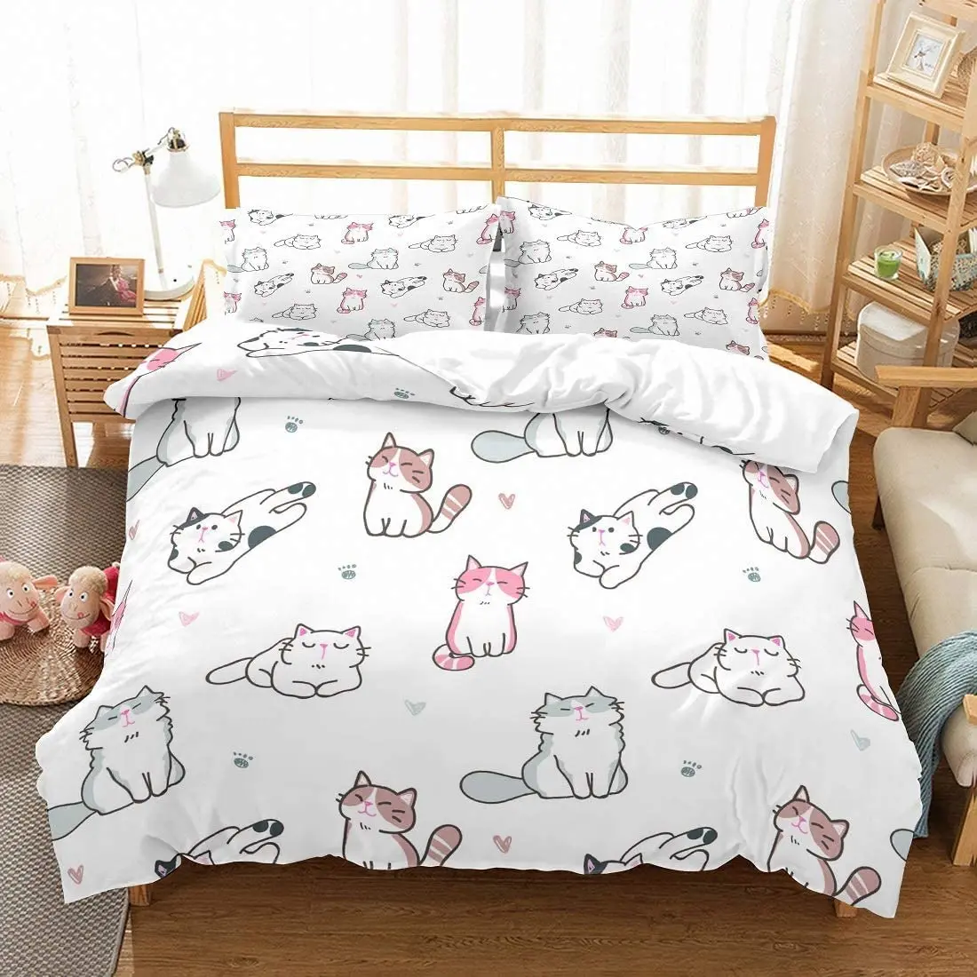 

Drop Shipping 3D Cartoon Cats Paws Dragon Fox Printed Duvet Cover 3 Pcs Bed Linens Quilt Cover Bedding Sets