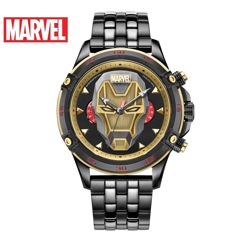 Мужские часы MARVEL красного и черного цвета, роскошные брендовые оригинальные часы disney, водонепроницаемые мужские часы с Железным человеком, Повседневные Спортивные кварцевые мужские часы