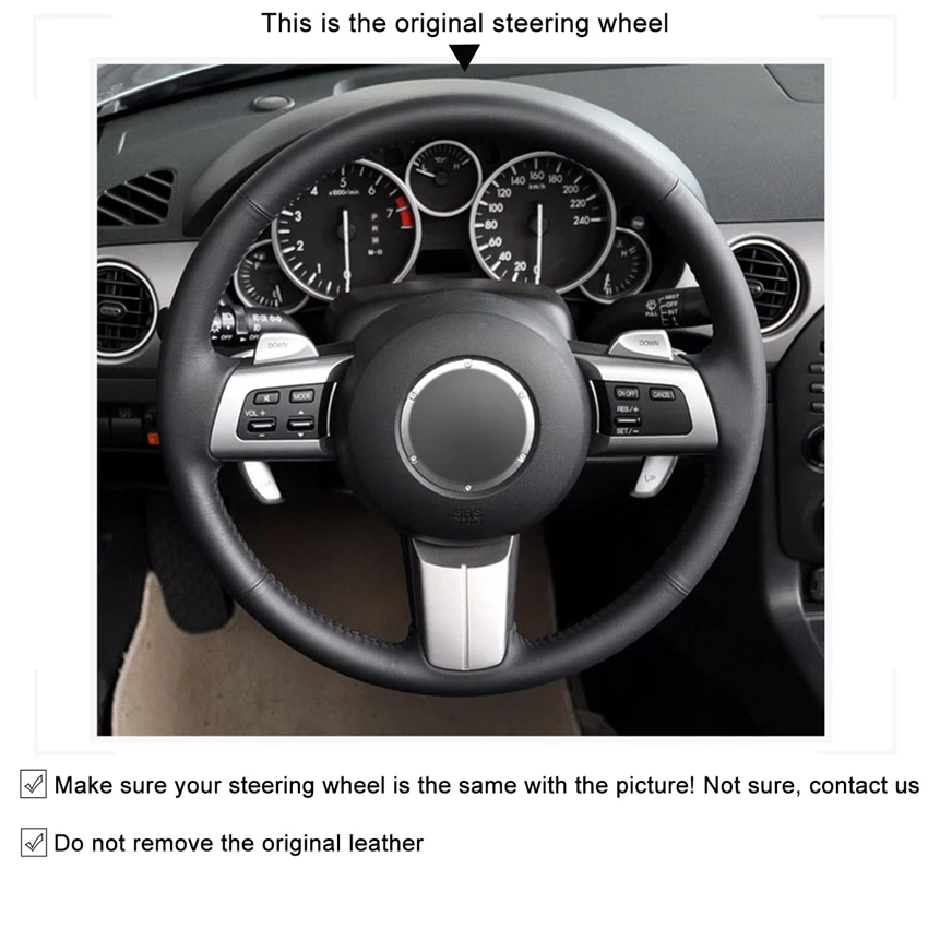 Чехол MEWANT на рулевое колесо из черной натуральной замши для Mazda MX-5 Miata 2009-2013 RX-8