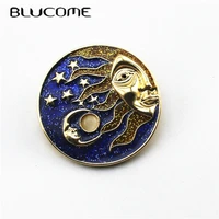 blucome vintage handmade shiny sun moon brooches for women kids starry sky cloud enamel brooch milky way series accessory pins
