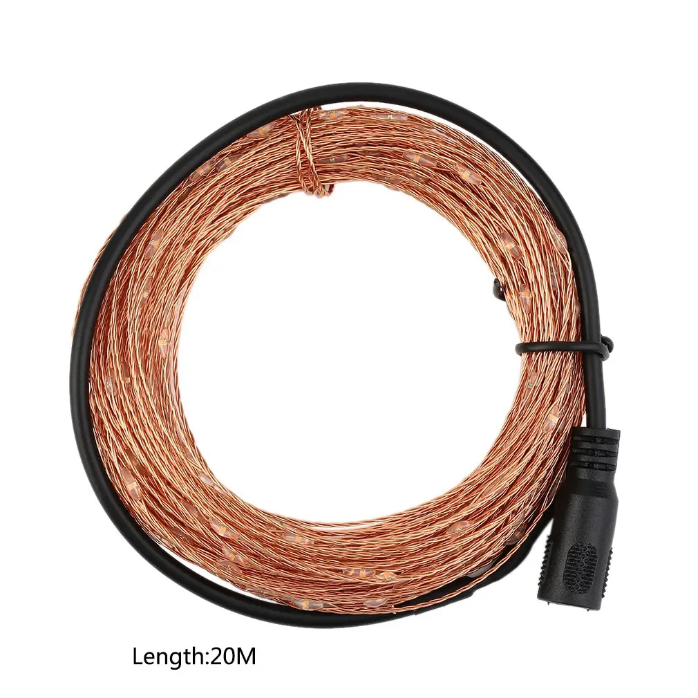 20 м 200 светодиодный Светодиодный светильник из медной проволоки гирлянда 12 В