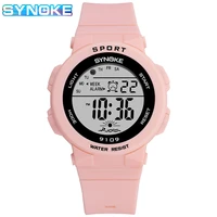 synoke watch for women fashion electronic watch waterproof pink womens digital sports watch luxe montre zegarek damski