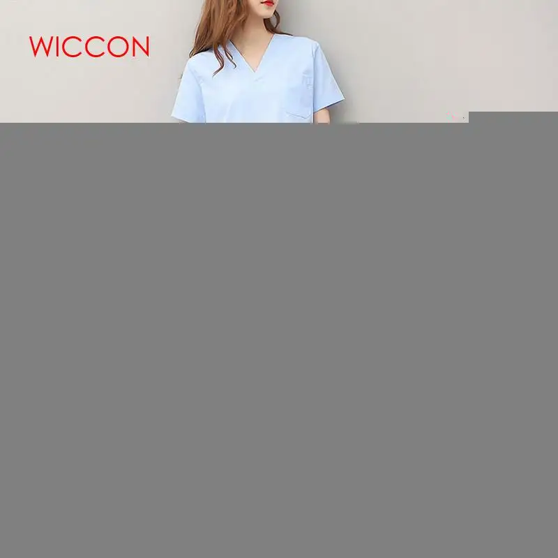 WICCON Новая модная медицинская Униформа форма медсестры одежда короткий рукав пальто летняя рабочая одежда с коротким рукавом женская медицинская