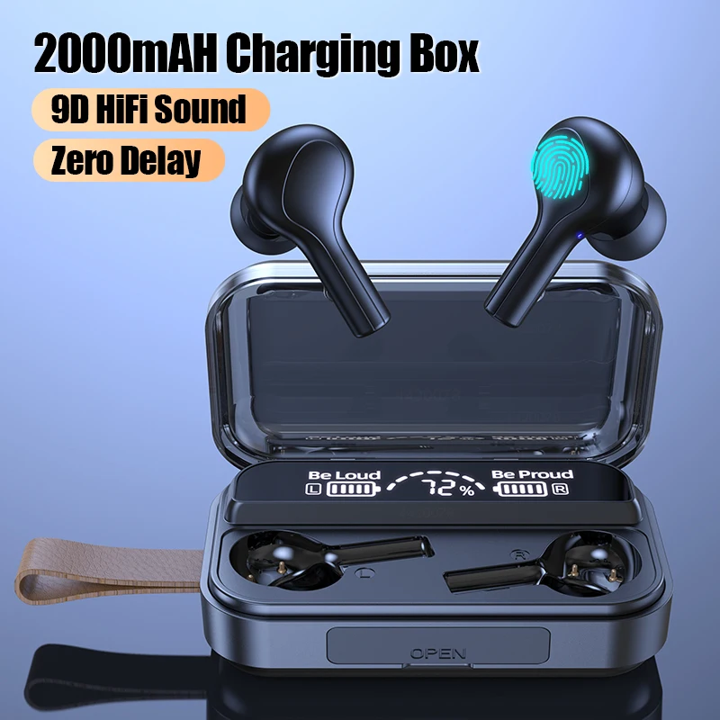 

Sport Wireless Bluetooth Earphones 9D Stereo Bluetooth Headphone Sports Earbuds Headsets Charging Box With Microphones
