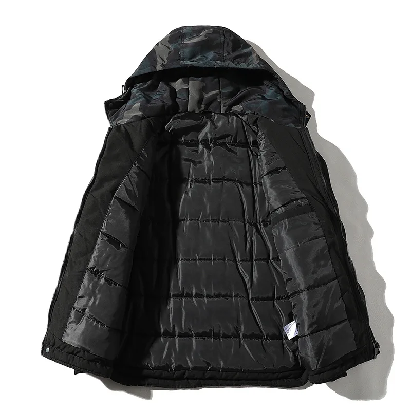 

FGKKS New Winter Jacket Men Casual White Duck Down Warm Hooded Camouflage Coats Mens Outwear Windbreaker Thicken Parkas Male