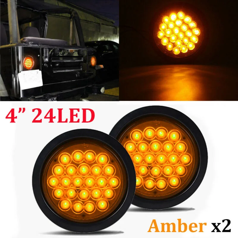 

24-LED Tail Turn Signal Light Amber 4in Truck Tractor Vehicle light Durable