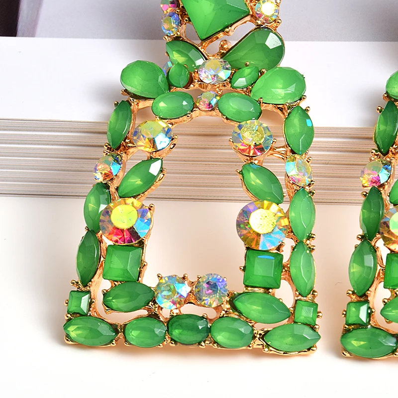 Новые модные геометрические металлические Красочные Стразы серьги подвески