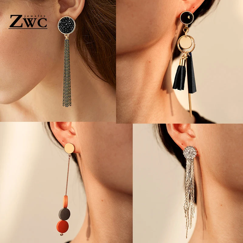 Женские Висячие серьги ZWC длинные геометрические в Корейском стиле подарок для