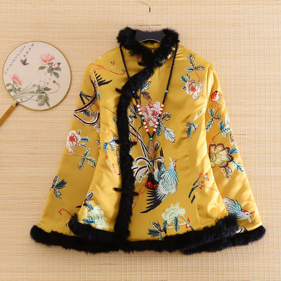 Высокая конец осень зима Женское пальто зимняя одежда в китайском Стиль РЕТРО