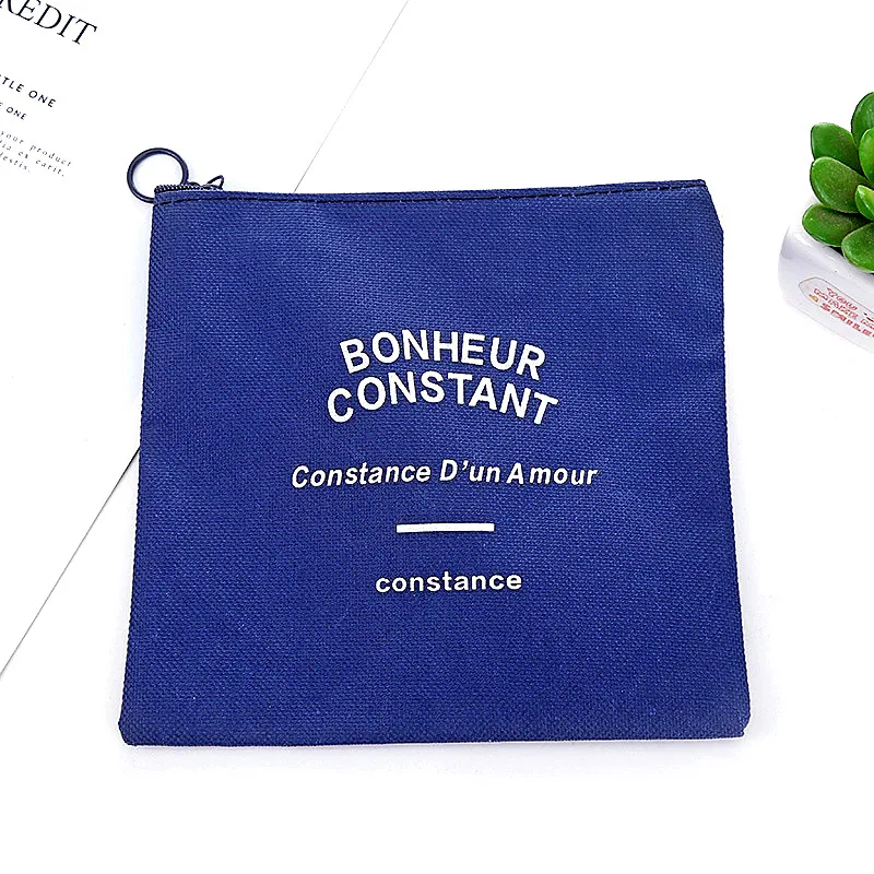 Dark blue Повседневная Сумочка для хранения косметики на молнии, сумка для гигиенических прокладок, современный стиль, кошелек для монет, тканевый органайзер для кредитных карт - Цвет: Dark blue