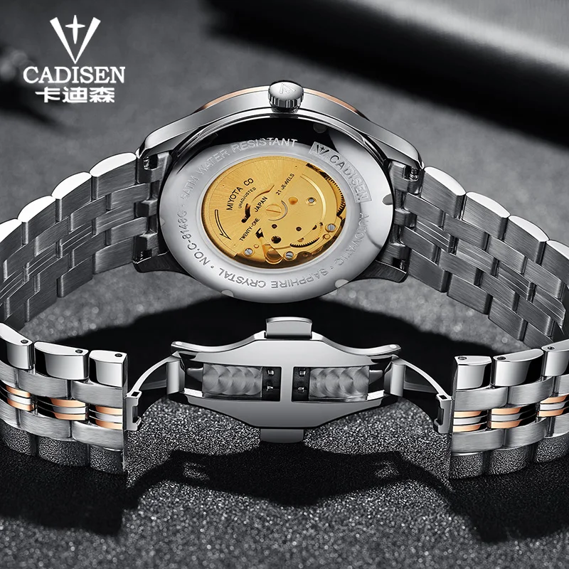 

CADISEN Automatic Mechanical Watch Men Top Luxury Brand MIYOTA 8205 Luminous Business Wrist watches Male Clock Relogio Masculino