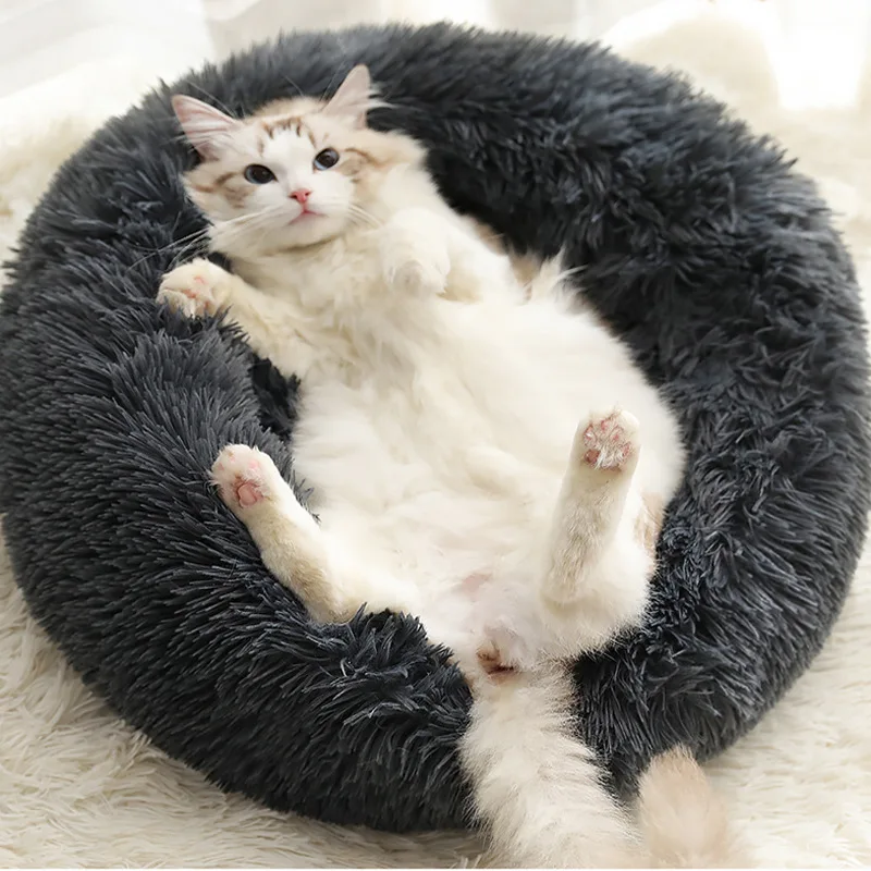 

Super Soft Plush Dog Cat Bed Take apart and wash Round Fluffy Cat Kennel 50/60/70/80cm Warm Comfortable Cute Large Size Pet Mat