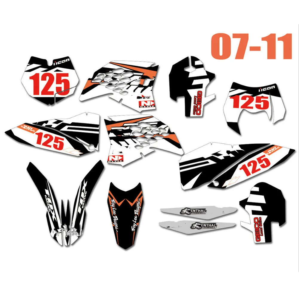 Для KTM SX SXF 2007 2008 2009 2010 Бесплатные пользовательские цифры имя графические наклейки