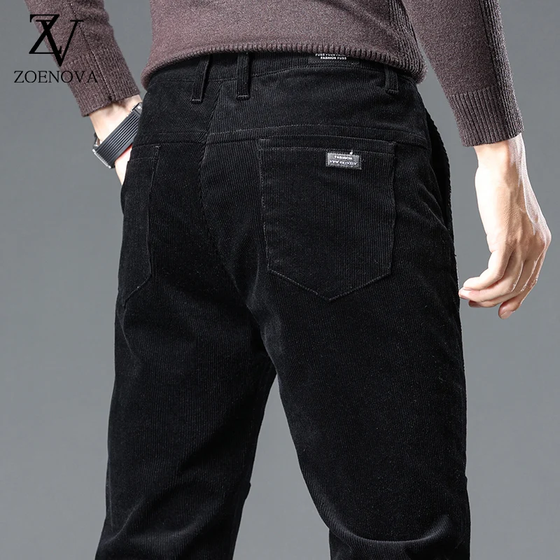 Черные вельветовые мужские брюки новинка 2021 зимние деловые повседневные Прямые