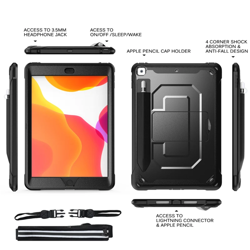 Для ipad 7/6/5 держатель пенал 10 2 дюймов 2019 дети противоударный Ruged чехол для apple Mini 5