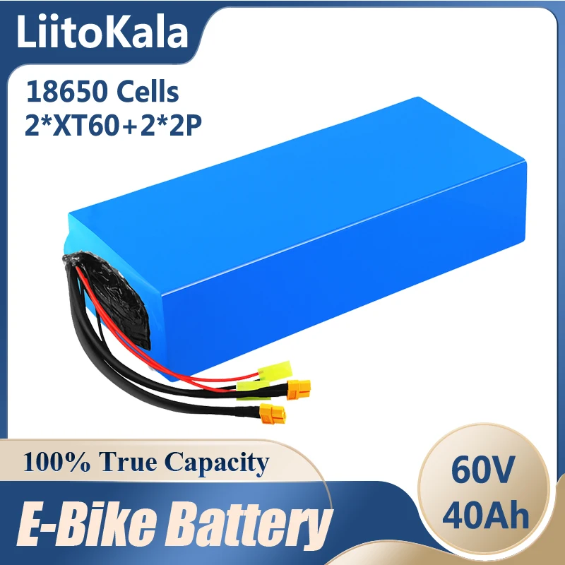

LiitoKala 60V 40ah 18650 16s13p Electric scooter bateria 60v 40AH Electric Bicycle Lithium Battery pack 1800W ebike batteries