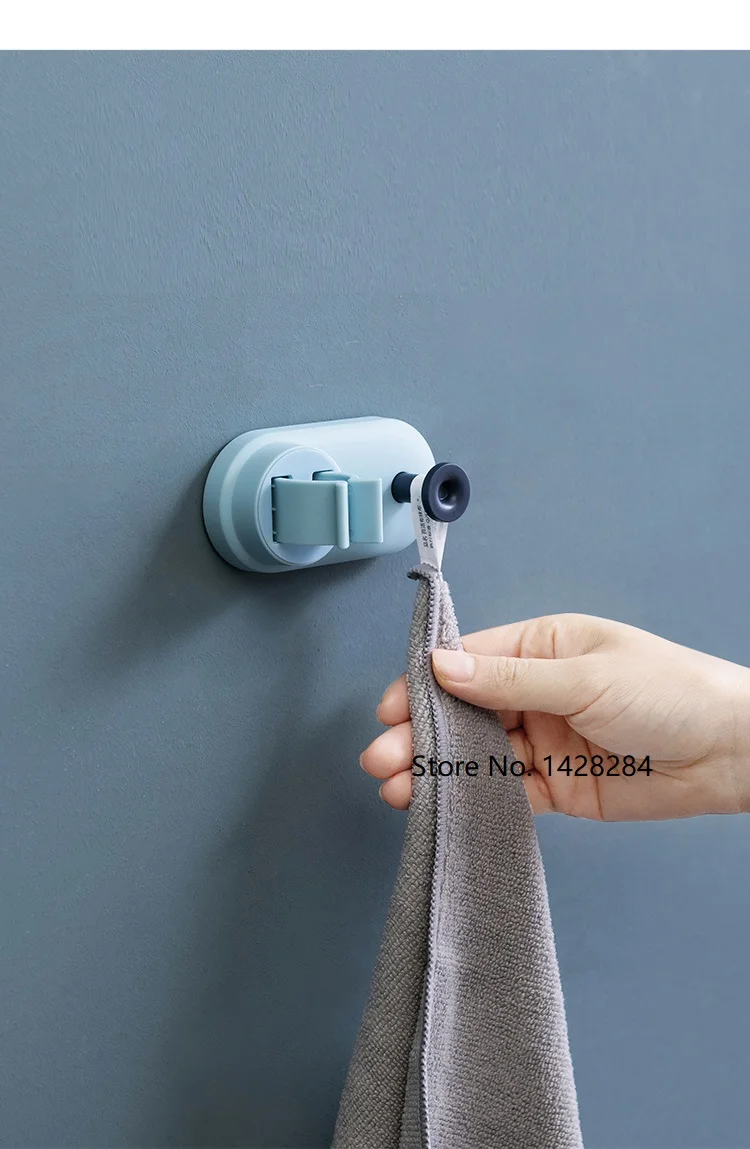 

Free punch mop rack Bathroom wall hook up Storage shelf Strong sticky hook Mop buckle Clip Mop hook