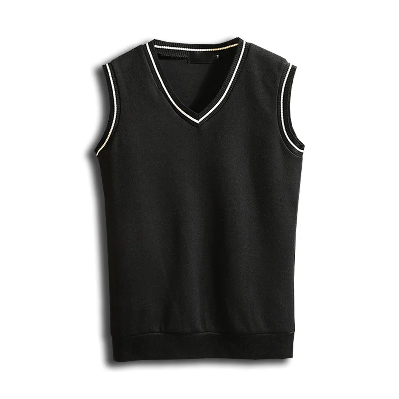 Мужская хлопковая жилетка с v образным вырезом однотонная приталенная