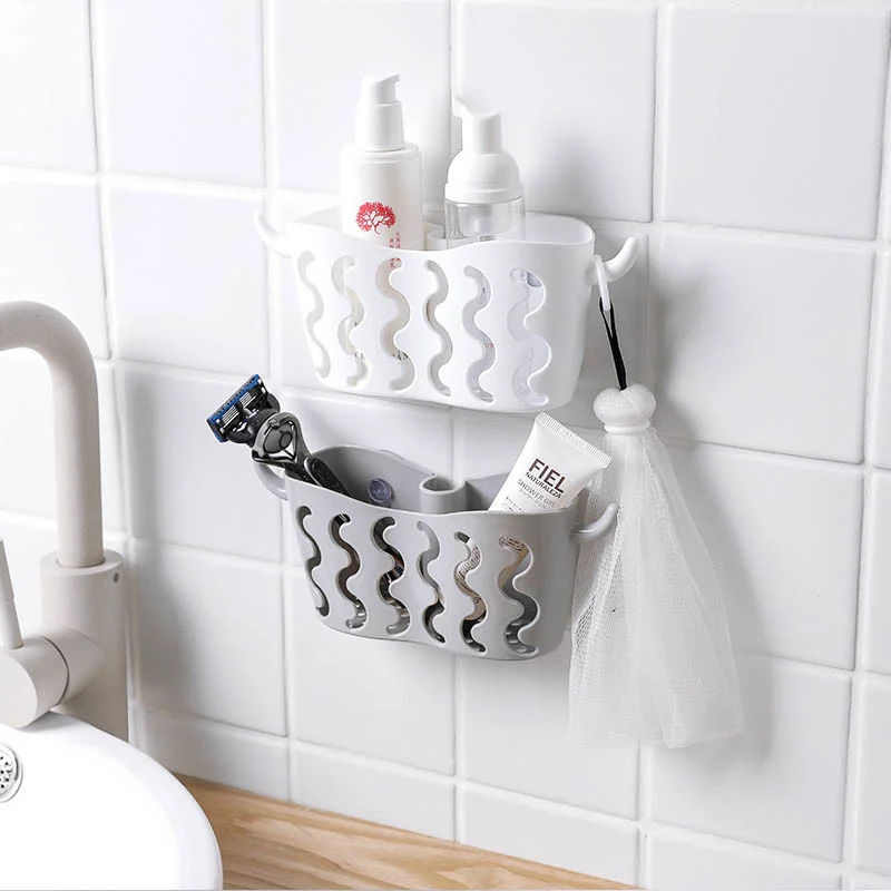 

1 Pcs Plastic Storage Hanging Basket Kitchen Sink Organizer Multifunctional Scrubbers Holder Sponges Soaps Sucker Drain Rack