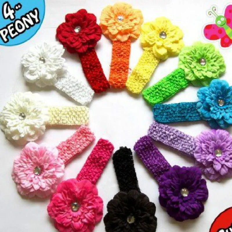 

New Kid Baby Girl Headband Hairband Color Mixing Cute Headband Hairband With Peony Flower Hair Bow Hair Clip Headwear