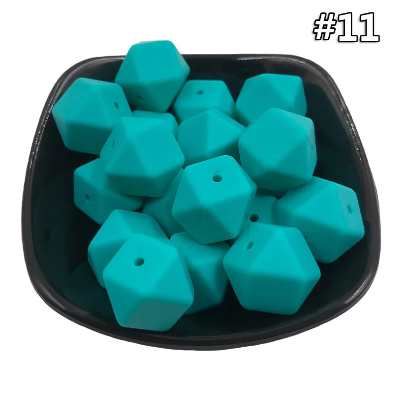 5PCS Beads 11 5 шт./компл. силиконовые шестигранные шарики 17 мм Силиконовые Шарики фитинг BPA бесплатно пищевого качества детские жевательные прорезыватели Прорезыватель Соска клип игрушка - Цвет: 5PCS Beads 11