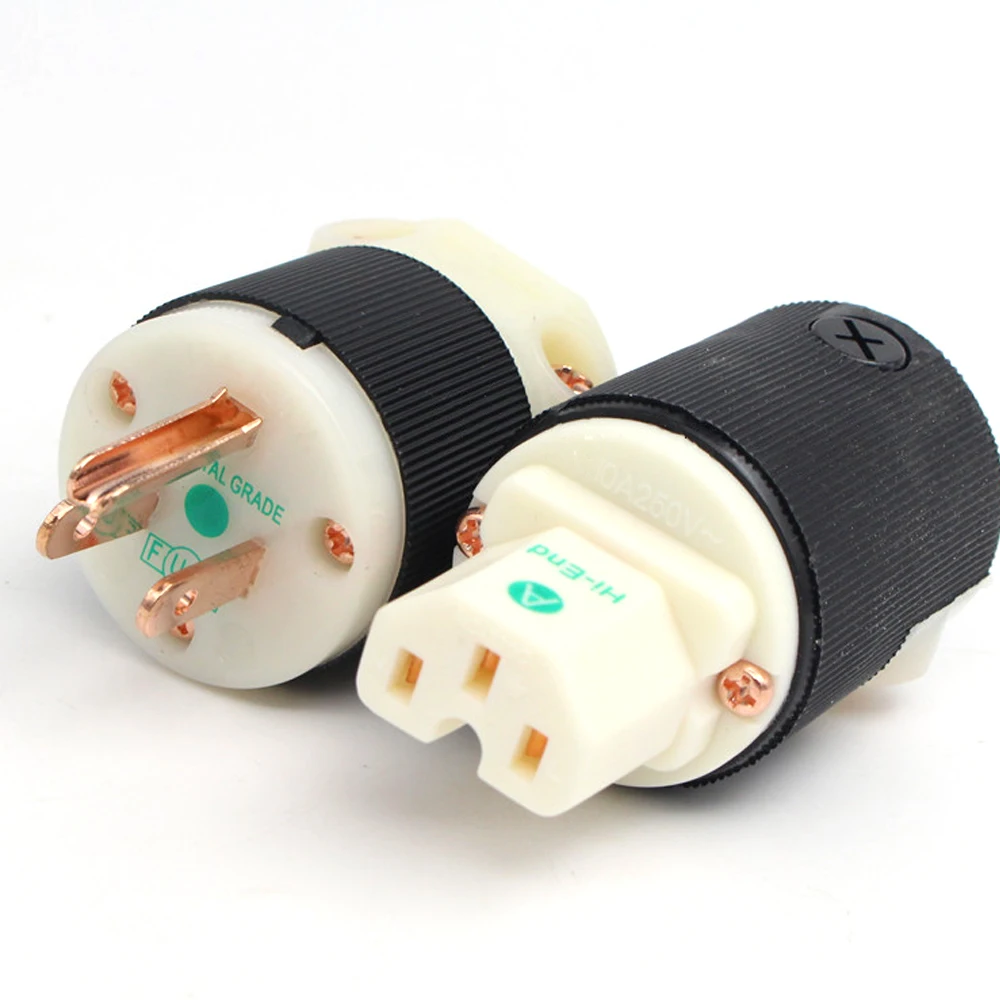 1 пара Hubbell HBL8215G Чистая медь HIFI позолоченная версия США Разъем питания IEC соединитель