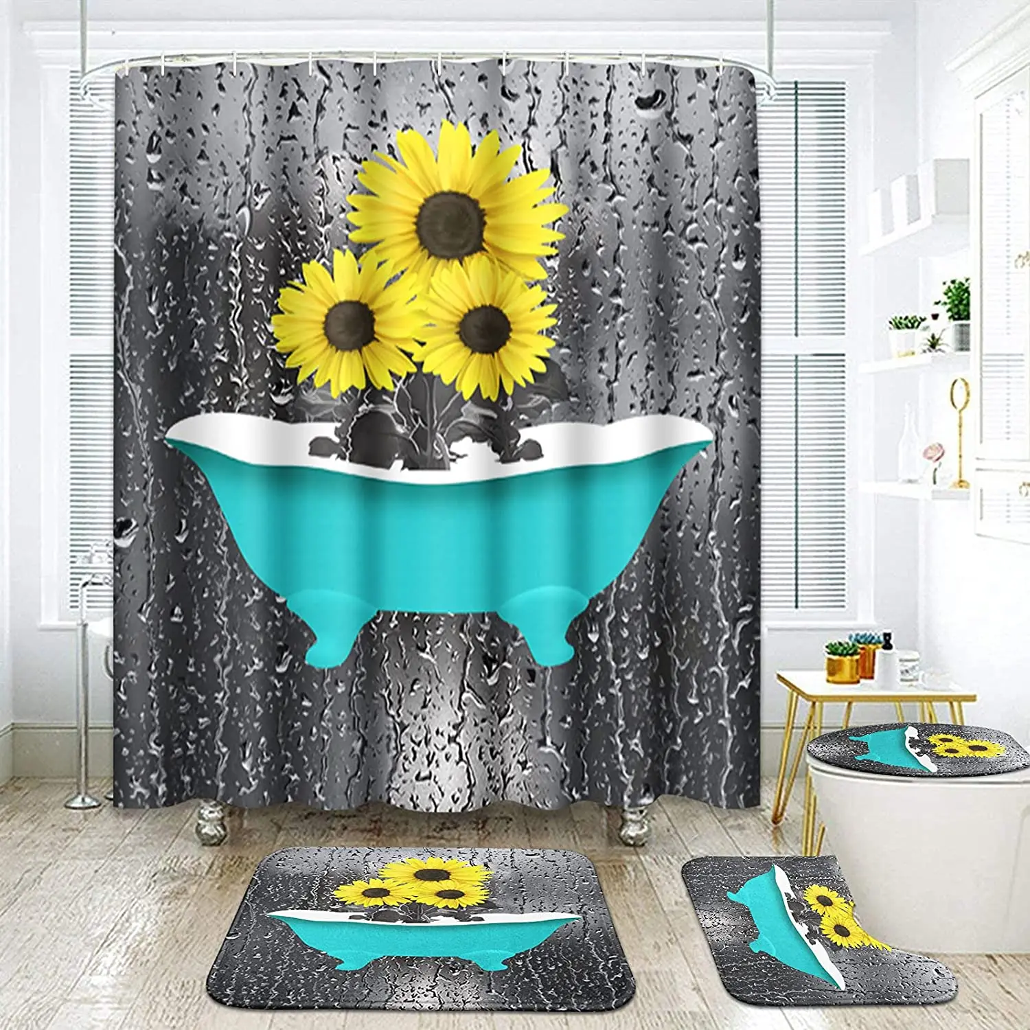 

Детская занавеска для душа с рисунком, ковер для унитаза, коврик для ванной, 12 крючков для дома