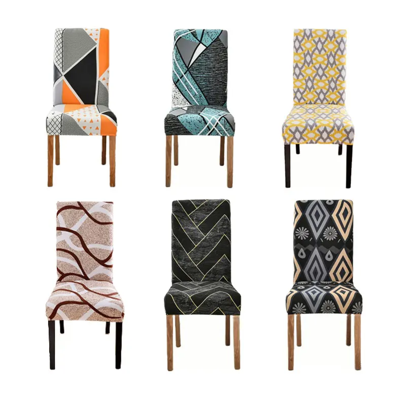 

Geometry Elastic Chair Covers Spandex Dining Chairs Slipcover Stretch Chair Cover For Restaurant Banquet Hotel Home Decor