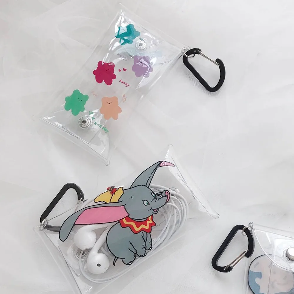 Мультяшный мини Прозрачный чехол для хранения наушников airpods Pro для iPhone, usb-кабель, органайзер, аксессуары для наушников, сумка для хранения