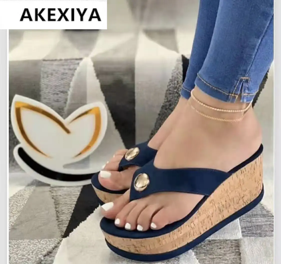 

Сандалии Женские однотонные на платформе, пляжные Босоножки с открытым носком, без застежки, на танкетке, на ремешке, лето