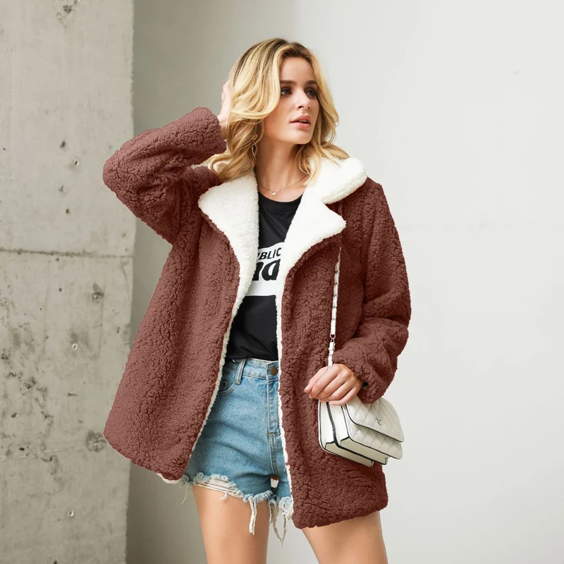 GOPLUS пальто из овечьей кожи с искусственным мехом мягкий толстый теплый женский