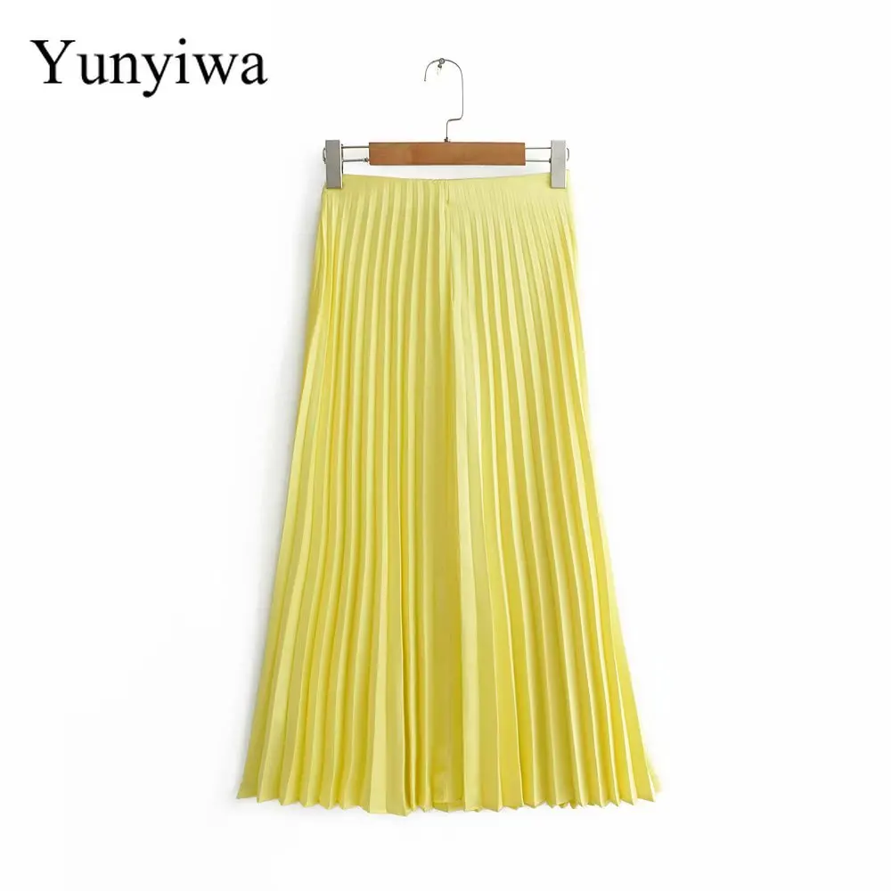 Новая женская модная однотонная плиссированная юбка миди Faldas Mujer Женская