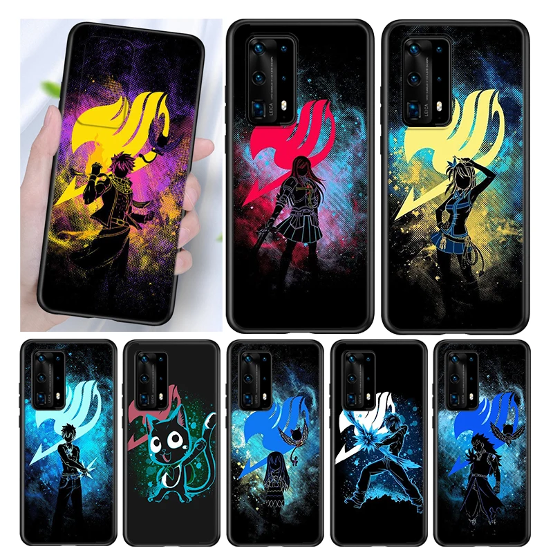 

Fairy Tail sign Anime Silicone Cover For Huawei P50 P40 P30 P20 Pro P10 P9 F8 Lite E Plus 2016 5G Black TPU Phone Case