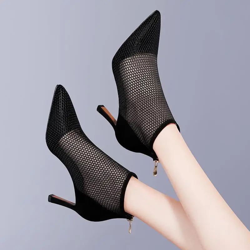 Женские босоножки на высоком каблуке SLHJC сандалии дышащие сетчатые короткие