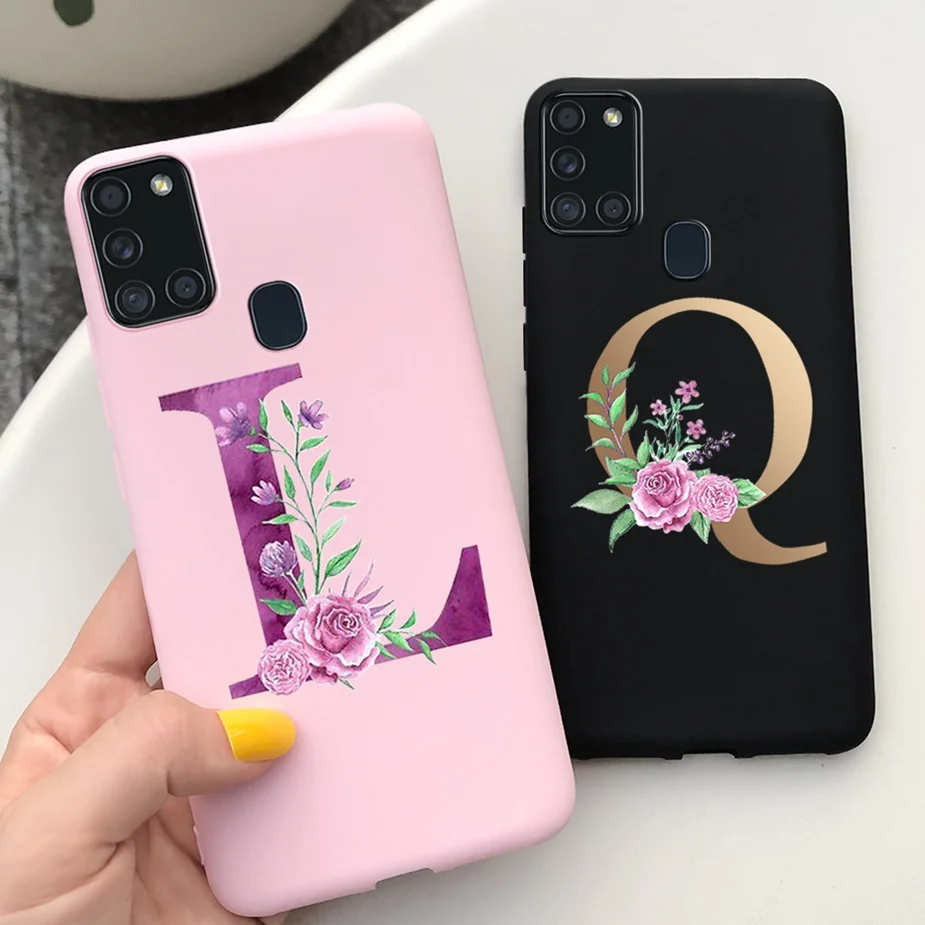 

For Samsung Galaxy A21s Case Fashion Letters Phone Soft Phone Cover For Samsung A21s A217F 6.5'' Full Cover SM-A217F A 21 s Case