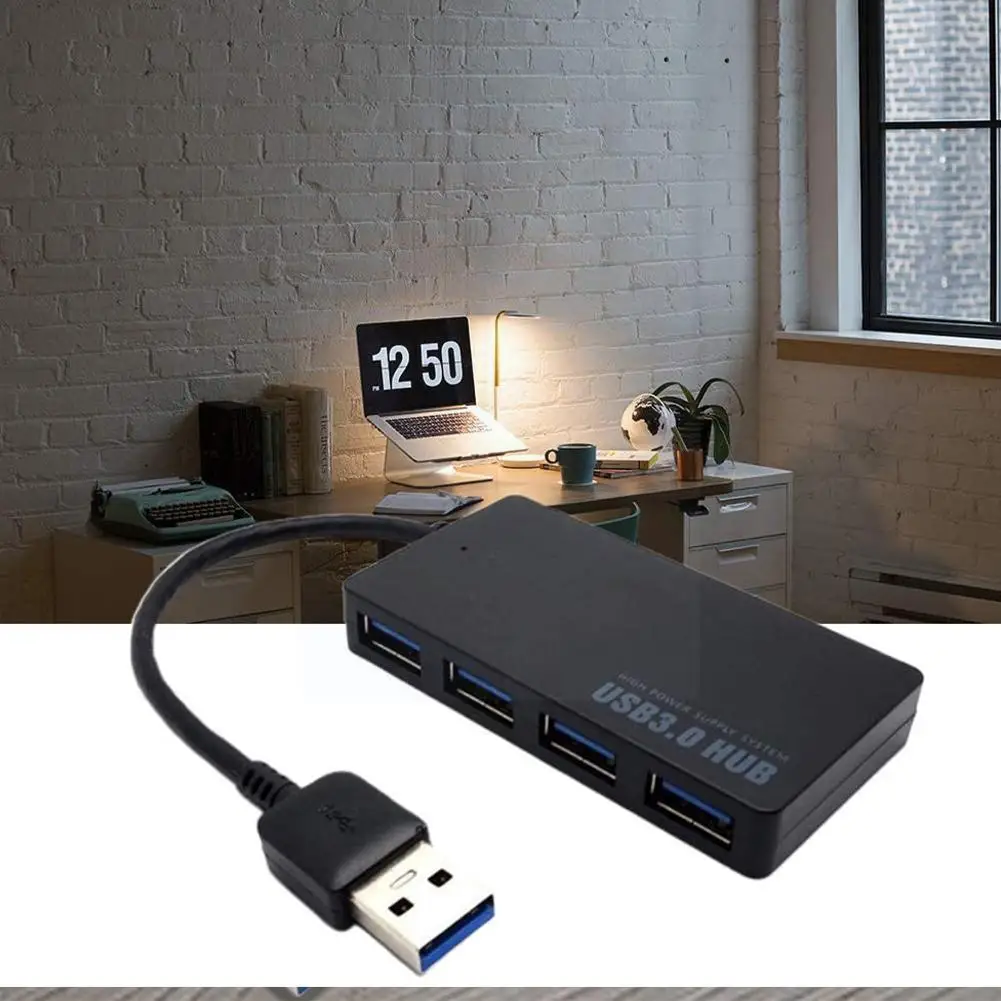 

Черный Ультратонкий 4-портовый концентратор Usb 3,0 разветвитель для компьютера один для четырех компьютерных концентраторов совместимый со ...