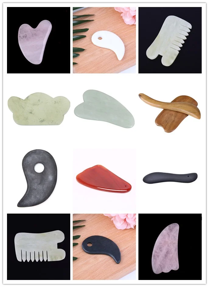 

Massager Rose Quartz Facial Guasha Stone Massage Board 100% Natural Jade Scraping Massage Tool Dropshipping