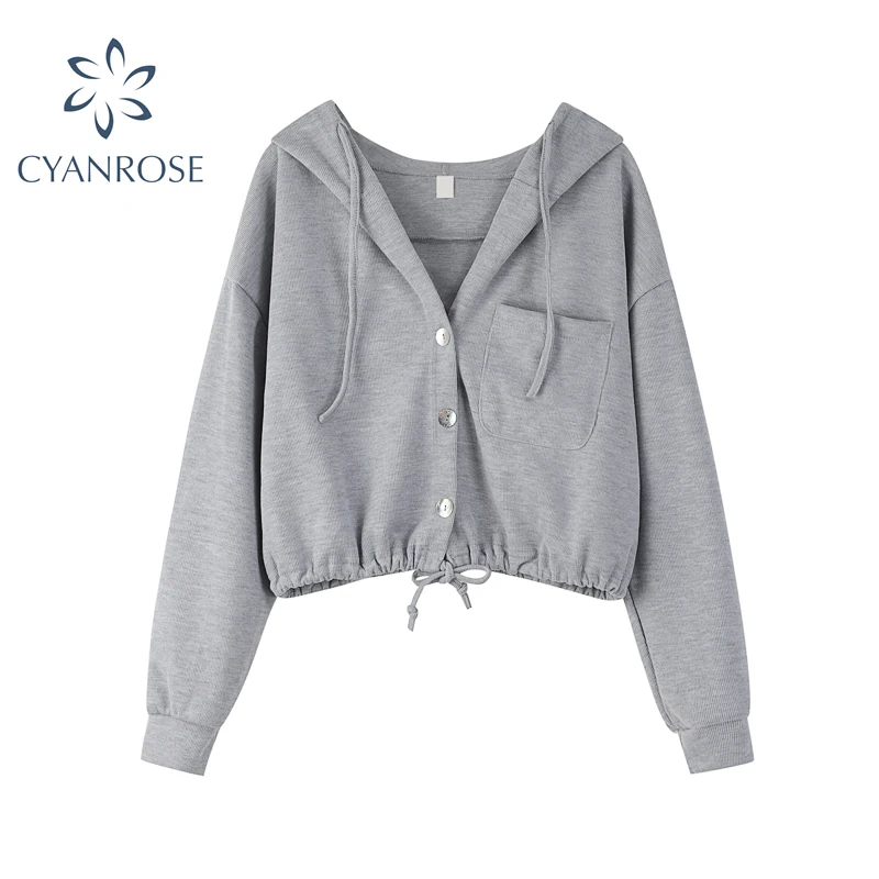Толстовка Женская однотонная Повседневная шикарный Укороченный кардиган на