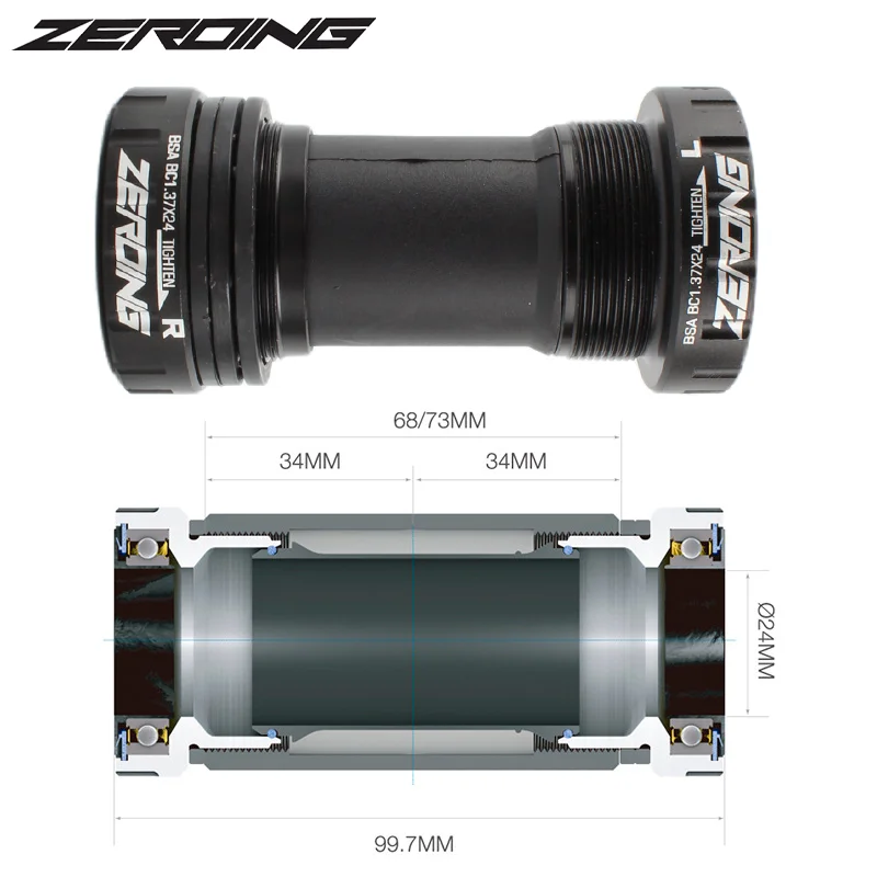 ZEROING BB SM-BBR60 MTB дорожный велосипед Peilin велосипеды Нижний Кронштейн 68/73 мм Hollowtech II