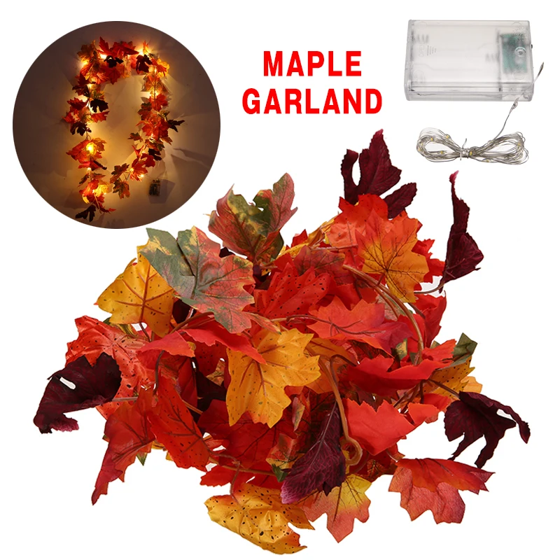 

Подвесная гирлянда на Хэллоуин, светильник енняя Кленовая листья, Рождественский венок, украшение, искусственная фотография, товары
