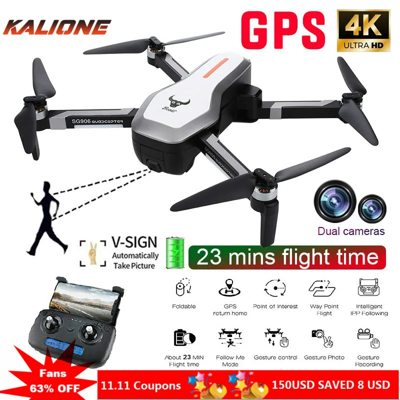 SG906 Профессиональный gps 4k Дрон 4k с камерой RC Квадрокоптер камера Дрон селфи бесщеточная сумка 5G Wifi FPV Дрон оптический поток