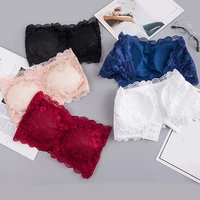 1pcs sexy womens lace floral bralet bra bustier back closure bandeau crop top padded bra bralette strapless tube top lingerie