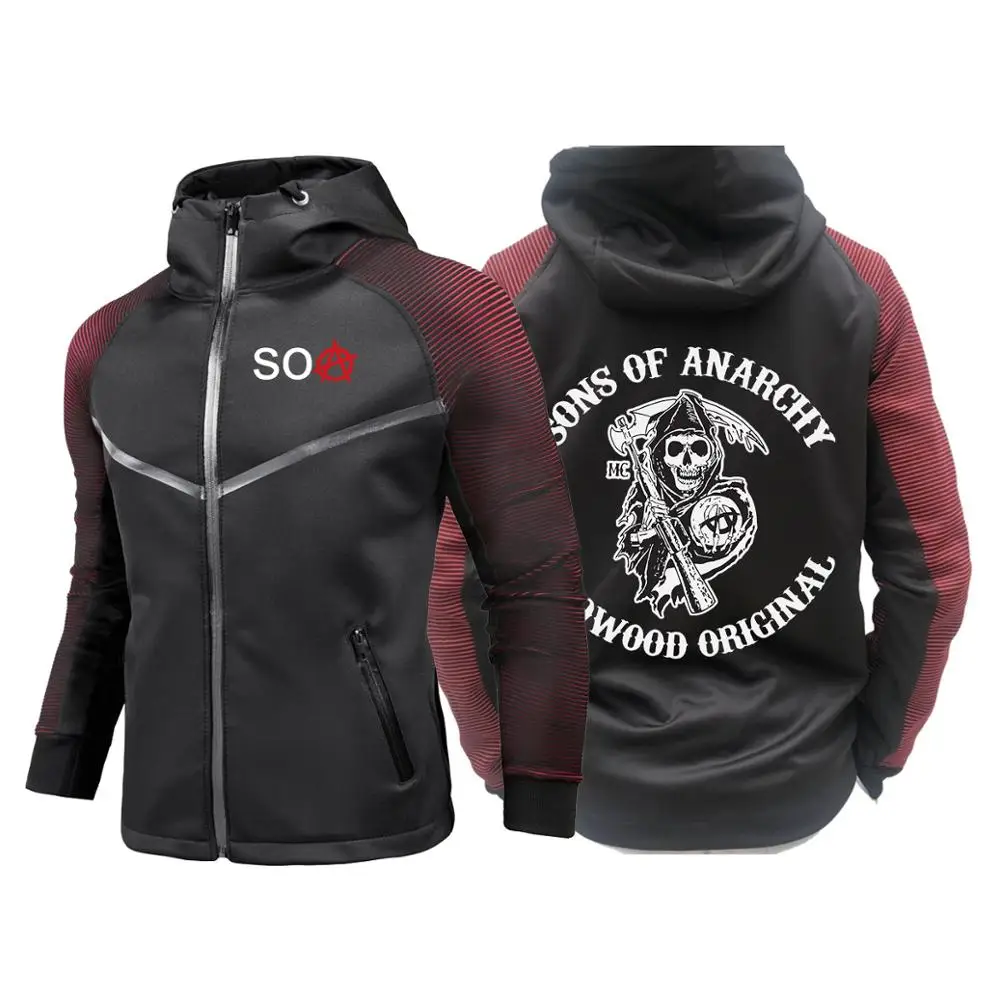 

Spring Autumn Sons Of Anarchy Jackets SAMCRO Male Hoodies Decal SOA Man's Cotton College Customize Racing suits Coats Tops